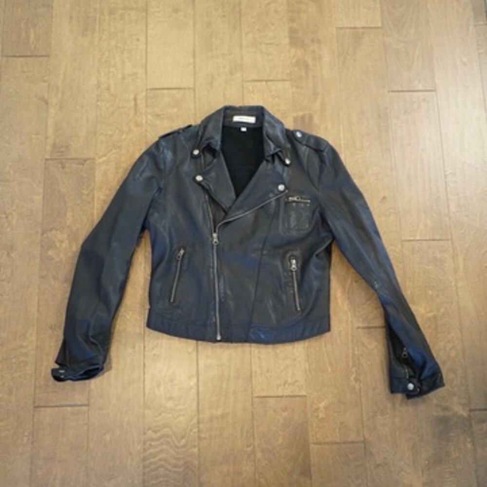 Jakett NYC Black Genuine Leather Moto Biker Jacket Size L